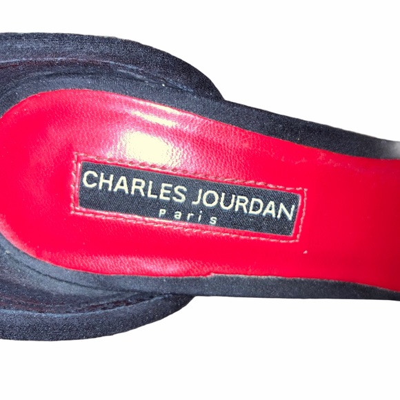 Charles Jourdan Black Ankle Strap Heels - Picture 7 of 9
